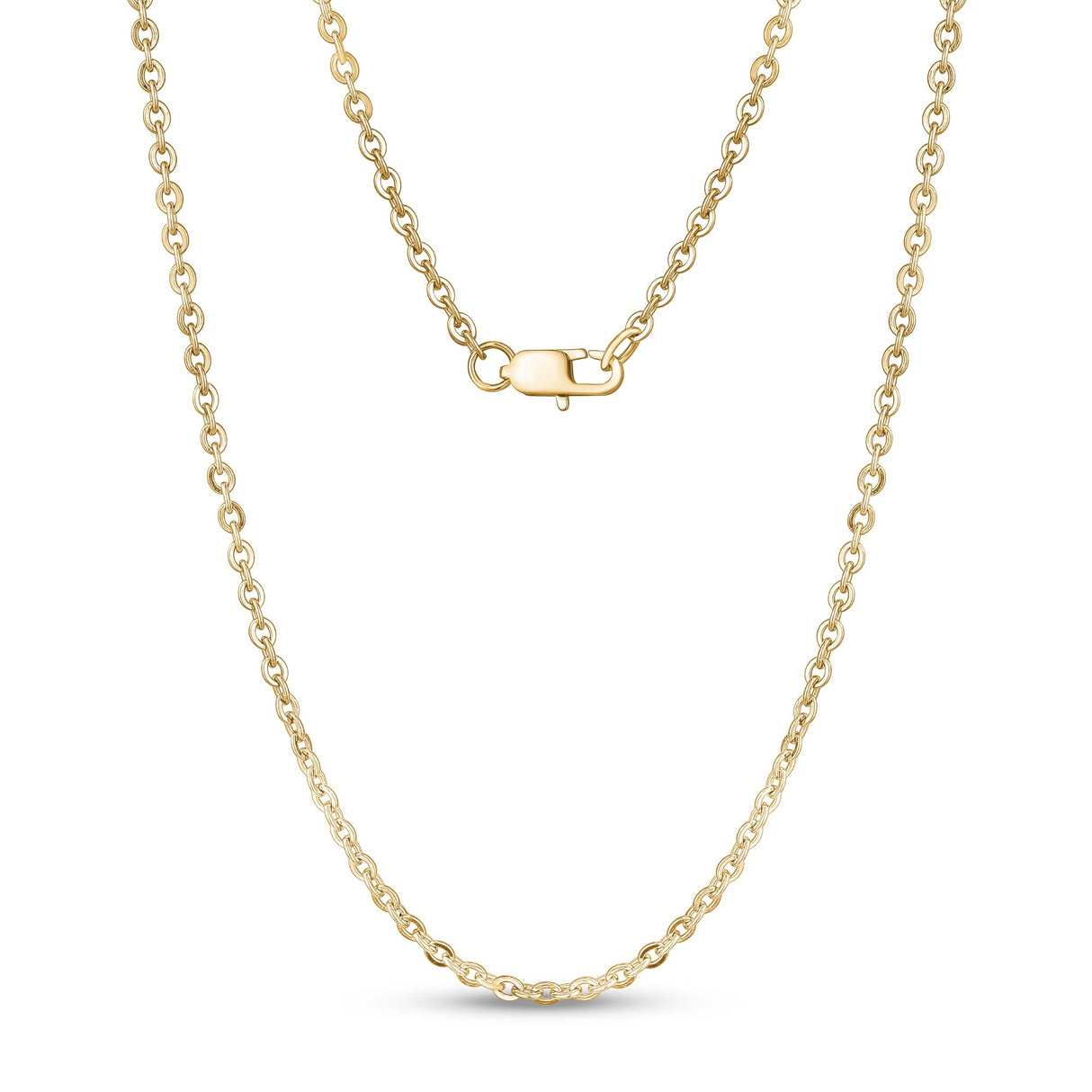 Unisex Halsketten - 3mm flache Anker Oval Link Gold Stahlkette Halskette