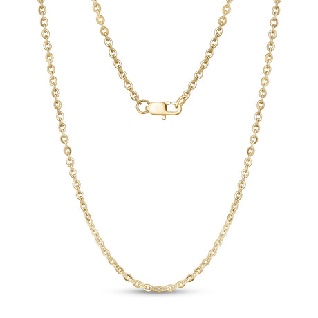 Unisex Halsketten - 3mm flache Anker Oval Link Gold Stahlkette Halskette