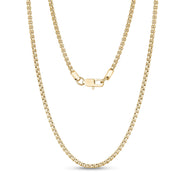 Unisex Halsketten - 3mm Runde Box Link Gold Stahlkette Halskette
