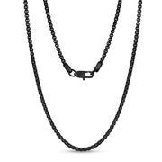 Unisex Halsketten - 3mm Runde Box Link Schwarz Stahlkette Halskette