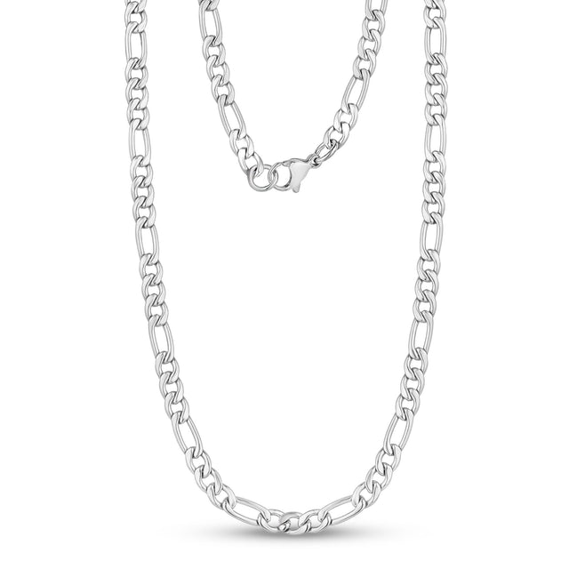 Unisex Halsketten - 5mm Edelstahl Figaro Link Kette Halskette