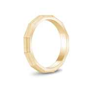 Unisex Ring - 3mm Facettiert Matt Gold Stahl Unisex Gravierbarer Band Ring