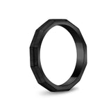 Unisex Ring - 3mm facettierter mattierter schwarzer Stahl Unisex gravierbarer Bandring