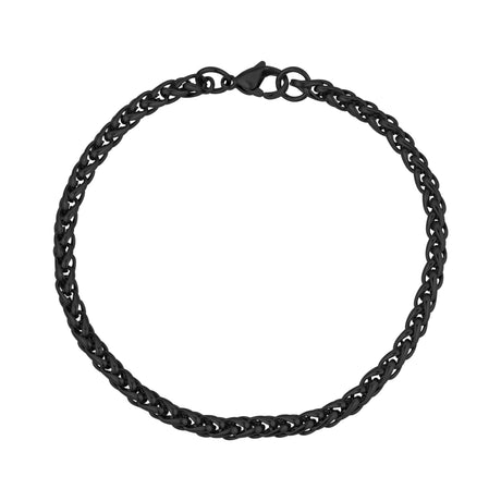 Unisex Stahlarmband - 4mm schwarzer Stahl Weizen Kette Armband
