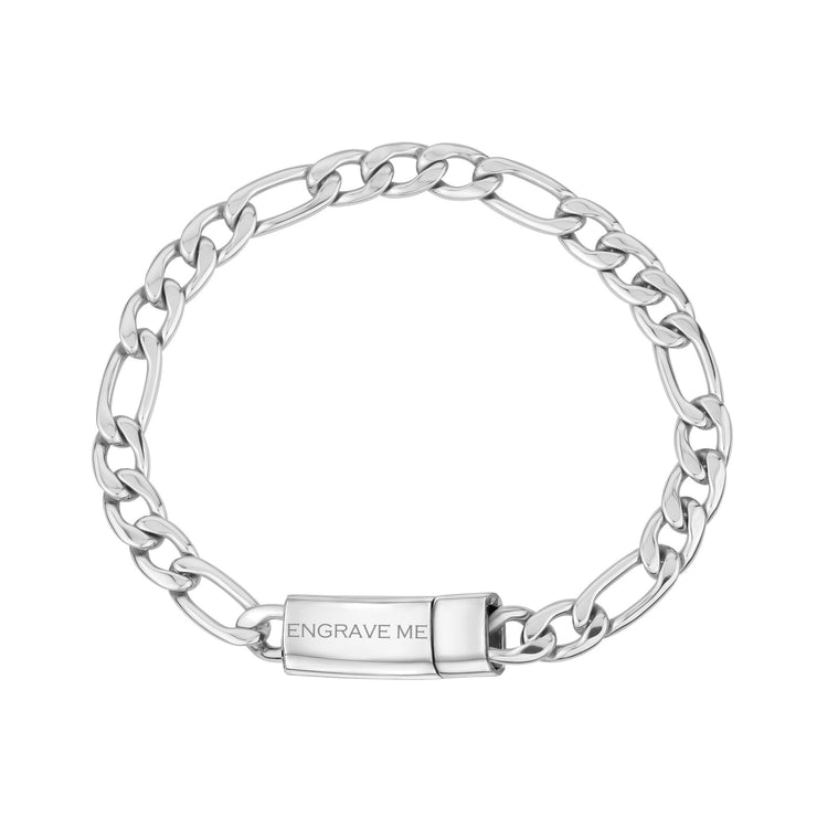 Unisex Stahlarmband - 7mm Figaro Link Gravierbares Armband