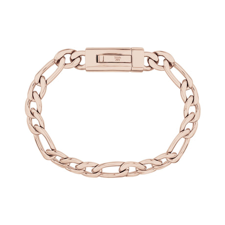 Unisex Stahlarmband - 9mm Rose Gold Figaro Link Gravierbares Armband