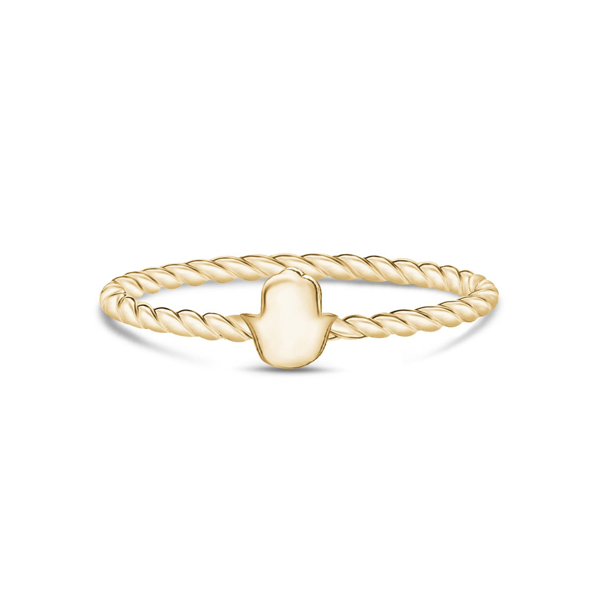 Frauen Ring - Minimal Gold Stahl verdreht Band eingraviert Hamsa Ring