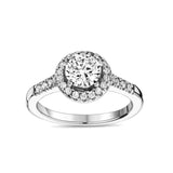 Frauen Ring - Edelstahl Classic Halo Round Solitaire Ring