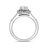 Frauen Ring - Edelstahl Classic Halo Round Solitaire Ring