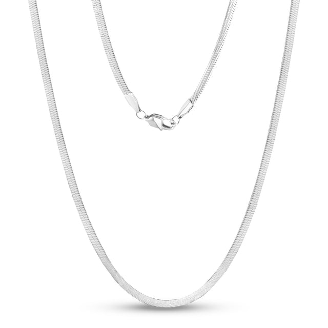Halsketten für Frauen - 4mm Edelstahl Fischgrätenkette Halskette