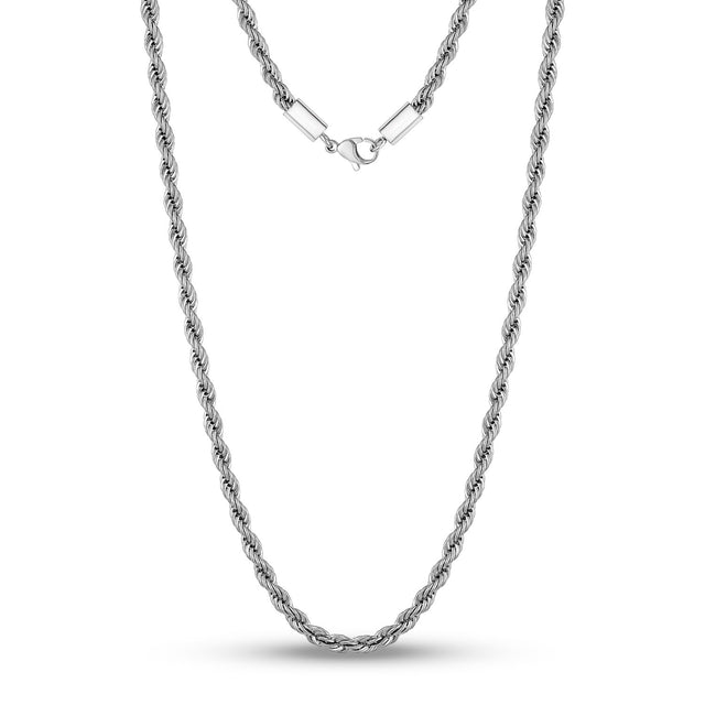Halsketten für Frauen - 4mm Stahlkette mit gedrehtem Seil für Frauen Halskette