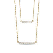 Halsketten für Frauen - Doppelstab-Halskette aus Gold und Edelstahl